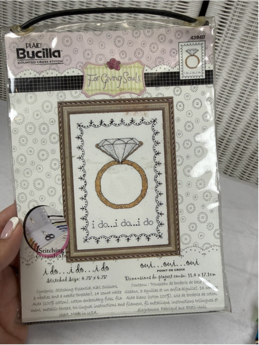 2005 Bucilla Cross Stitch Kit 43940 i do...i do Wedding Ring Theme Unworked